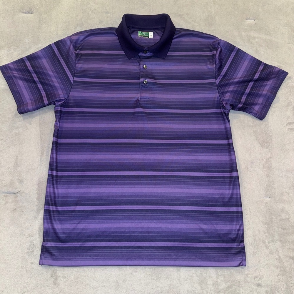 Ben Hogan Performance Mens Large Purple Striped Golf Polo Short‎ Sleeve Shirt